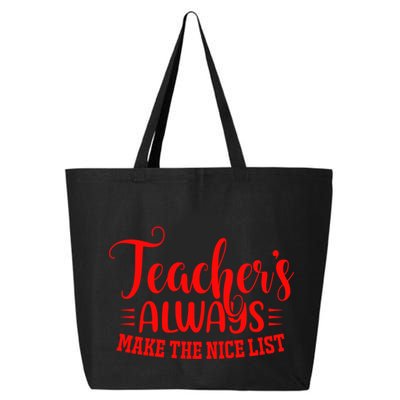 Teachers Nice List Santa Favorite Teacher Gift 25L Jumbo Tote
