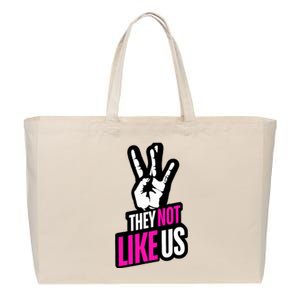 They Not Like Us Pink Hip Hop Music Quote Cotton Canvas Jumbo Tote