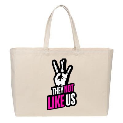 They Not Like Us Pink Hip Hop Music Quote Cotton Canvas Jumbo Tote