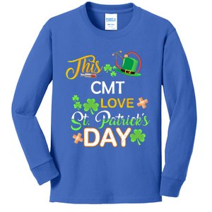 This Nurse Love St Patrick's Day Cmt One Lucky Nurse Gift Kids Long Sleeve Shirt