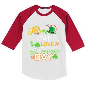 This Nurse Love St Patrick's Day Cmt One Lucky Nurse Gift Kids Colorblock Raglan Jersey