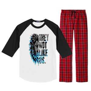 They Not Like Us Touchdown American Football Game Day Lion Raglan Sleeve Pajama Set