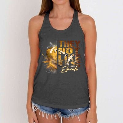 They Not Like Us Saints Women's Knotted Racerback Tank