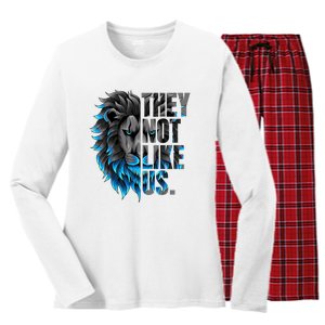 They Not Like Us Touchdown American Football Game Day Lion Women's Long Sleeve Flannel Pajama Set 