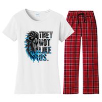 They Not Like Us Touchdown American Football Game Day Lion Women's Flannel Pajama Set