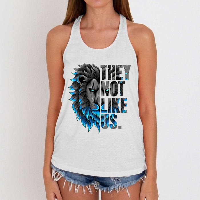 They Not Like Us Touchdown American Football Game Day Lion Women's Knotted Racerback Tank