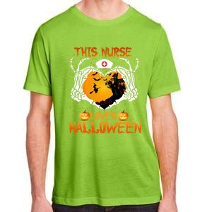 This Nurse Loves Halloween Skeleton Hand Heart Gift Adult ChromaSoft Performance T-Shirt