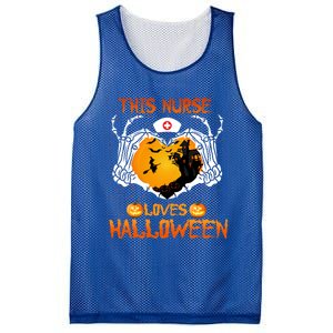 This Nurse Loves Halloween Skeleton Hand Heart Gift Mesh Reversible Basketball Jersey Tank