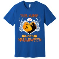 This Nurse Loves Halloween Skeleton Hand Heart Gift Premium T-Shirt