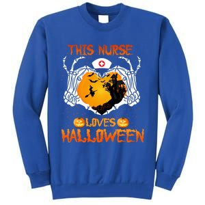 This Nurse Loves Halloween Skeleton Hand Heart Gift Tall Sweatshirt