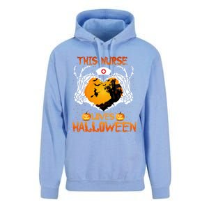 This Nurse Loves Halloween Skeleton Hand Heart Gift Unisex Surf Hoodie