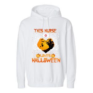 This Nurse Loves Halloween Skeleton Hand Heart Gift Garment-Dyed Fleece Hoodie