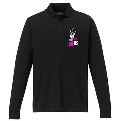 They Not Like Us Pink Hip Hop Music Quote Performance Long Sleeve Polo