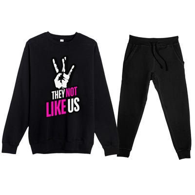 They Not Like Us Pink Hip Hop Music Quote Premium Crewneck Sweatsuit Set