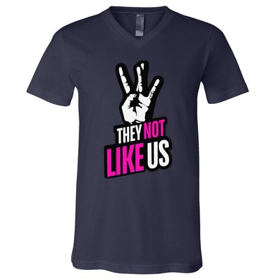 They Not Like Us Pink Hip Hop Music Quote V-Neck T-Shirt