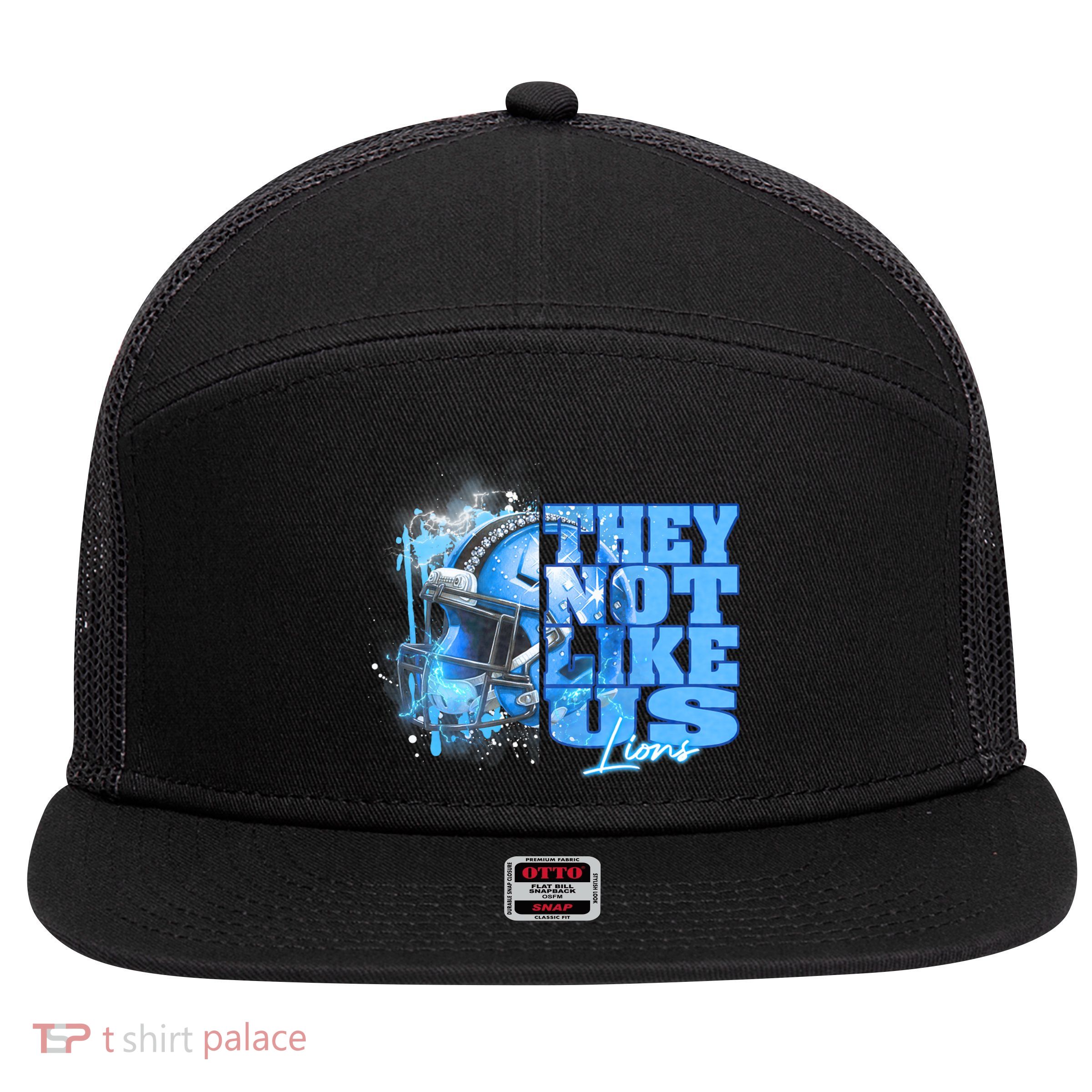 They Not Like Us Lions Grit 7 Panel Mesh Trucker Snapback Hat