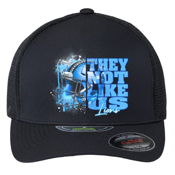 They Not Like Us Lions Grit Flexfit Unipanel Trucker Cap