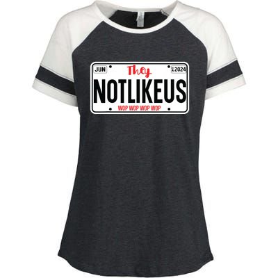 They Not Like Us Ca License Plate Hip Hop Lover Enza Ladies Jersey Colorblock Tee