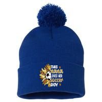 This Nana Loves Her Soccer Boy Soccer Player Grandma Nana Meaningful Gift Pom Pom 12in Knit Beanie