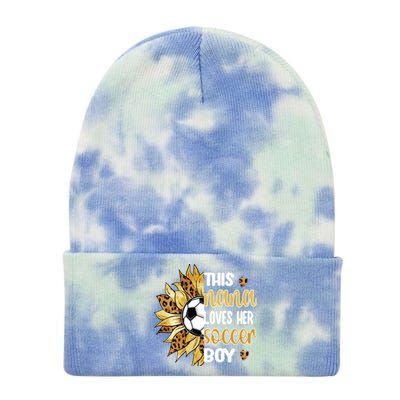 This Nana Loves Her Soccer Boy Soccer Player Grandma Nana Meaningful Gift Tie Dye 12in Knit Beanie