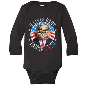 Trump Nine Lives Baby Funny Cat In Suite Trump 9 Lives Baby Baby Long Sleeve Bodysuit