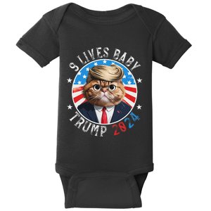 Trump Nine Lives Baby Funny Cat In Suite Trump 9 Lives Baby Baby Bodysuit