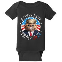 Trump Nine Lives Baby Funny Cat In Suite Trump 9 Lives Baby Baby Bodysuit