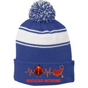 Thanksgiving Nuclear Medicine Doctor Stethoscope Turkey Gift Stripe Pom Pom Beanie