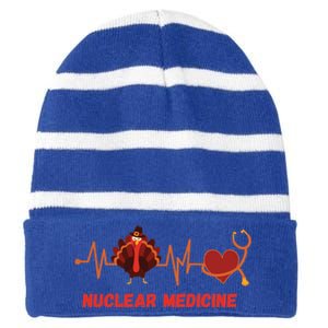 Thanksgiving Nuclear Medicine Doctor Stethoscope Turkey Gift Striped Beanie with Solid Band