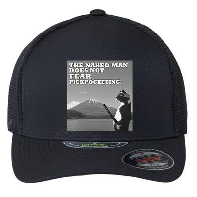 The Naked Man Does Not Fear Pickpocketing Samurai Cat Meme Flexfit Unipanel Trucker Cap