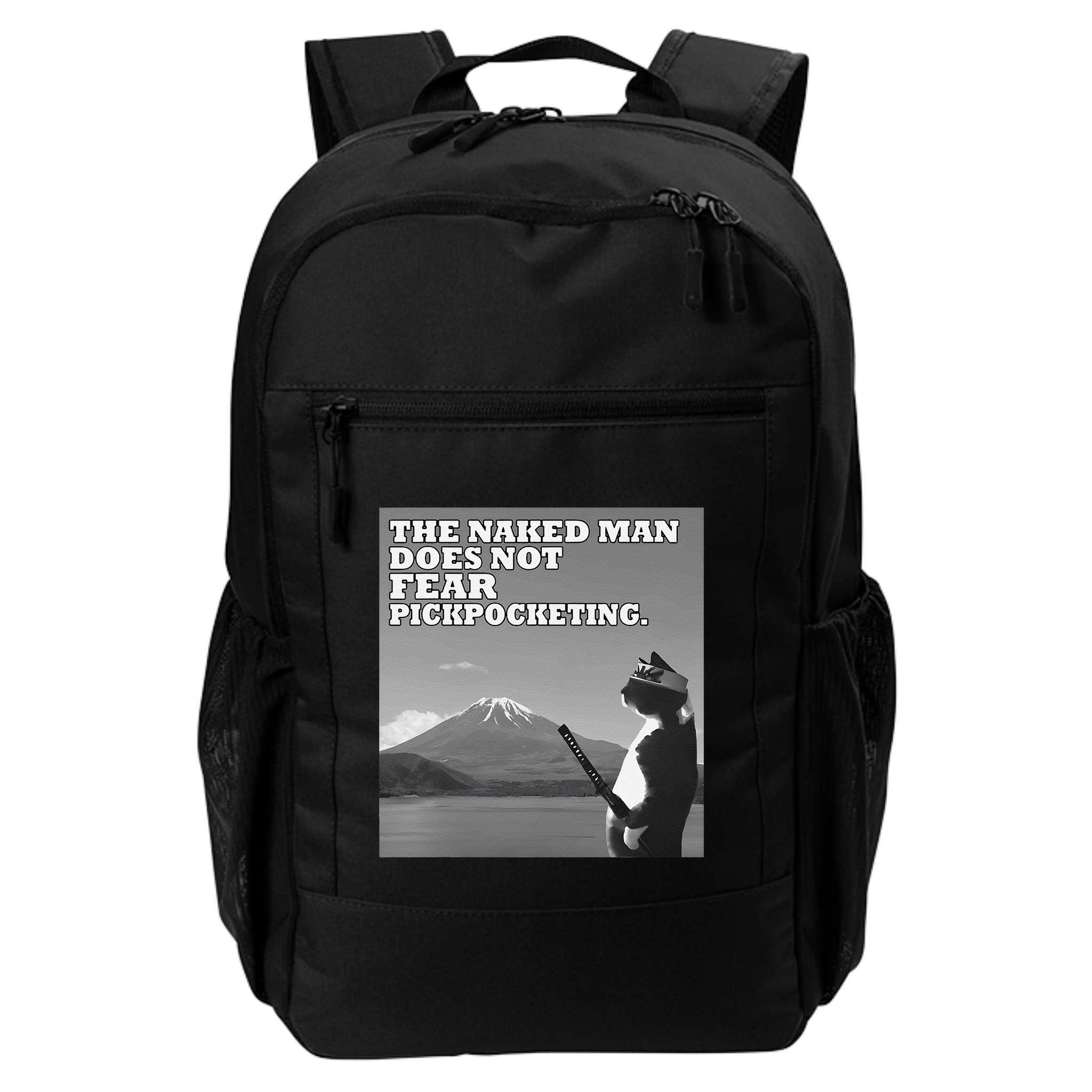 The Naked Man Does Not Fear Pickpocketing Samurai Cat Meme Backpack