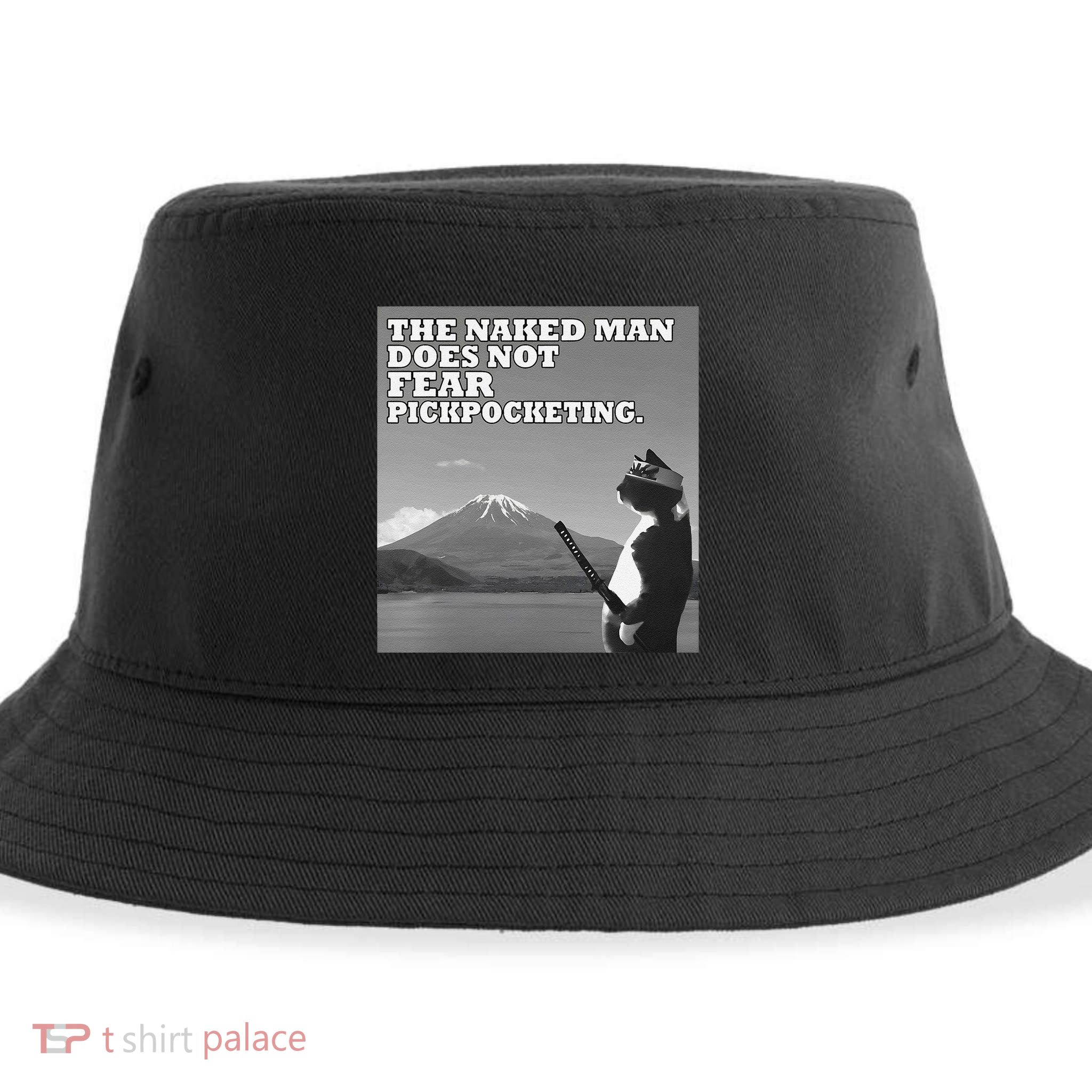 The Naked Man Does Not Fear Pickpocketing Samurai Cat Meme Sustainable Bucket Hat