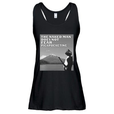 The Naked Man Does Not Fear Pickpocketing Samurai Cat Meme Ladies Essential Flowy Tank