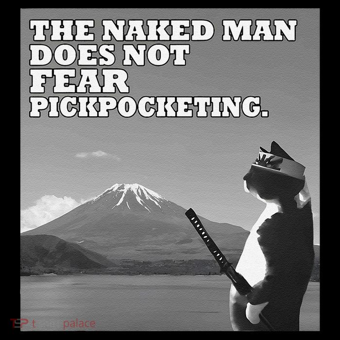 The Naked Man Does Not Fear Pickpocketing Samurai Cat Meme Youth Performance Sprint T-Shirt