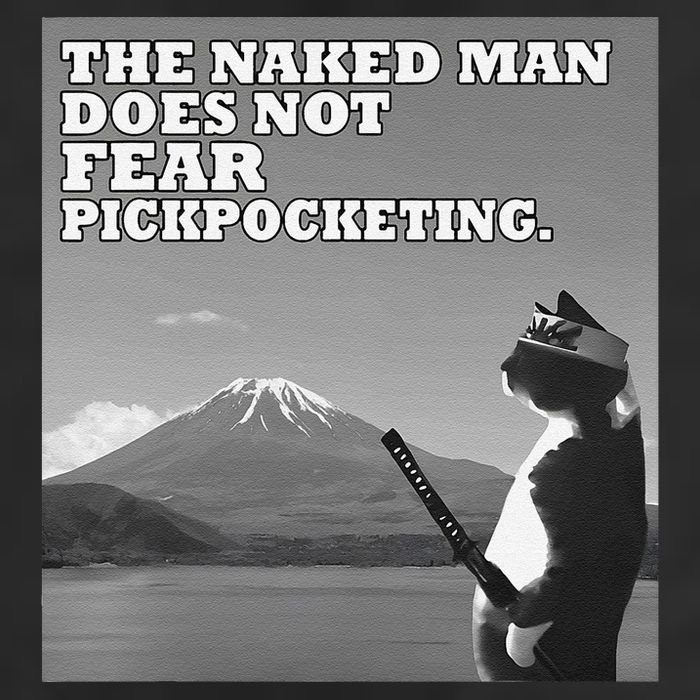 The Naked Man Does Not Fear Pickpocketing Samurai Cat Meme Golf Towel