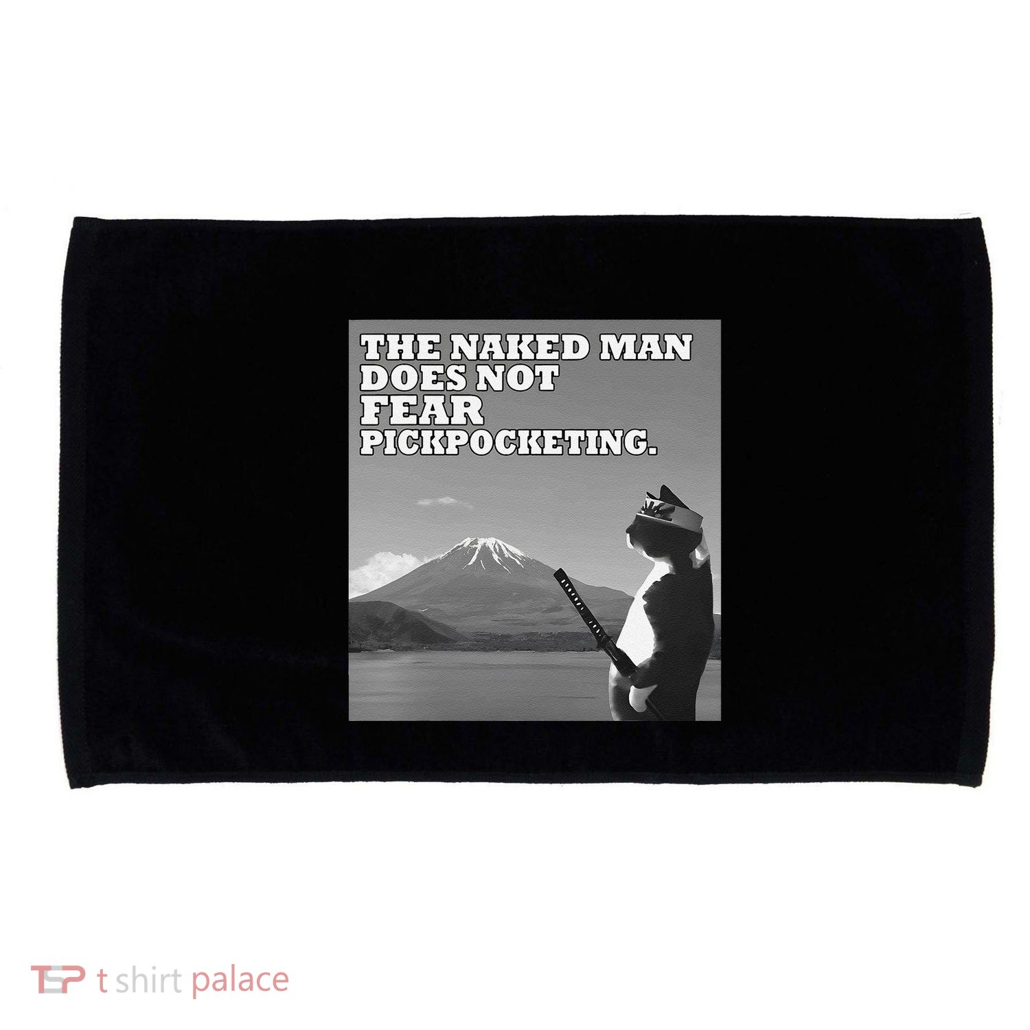 The Naked Man Does Not Fear Pickpocketing Samurai Cat Meme Microfiber Hand Towel