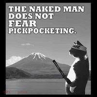 The Naked Man Does Not Fear Pickpocketing Samurai Cat Meme Cropped Pullover Crew