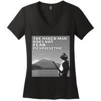 The Naked Man Does Not Fear Pickpocketing Samurai Cat Meme Women's V-Neck T-Shirt
