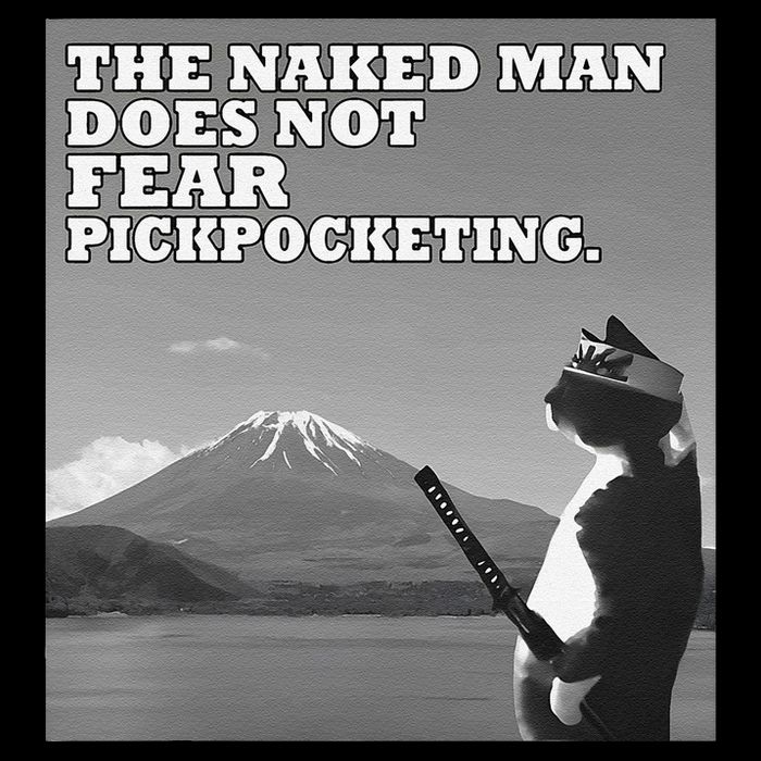 The Naked Man Does Not Fear Pickpocketing Samurai Cat Meme Wool Snapback Cap