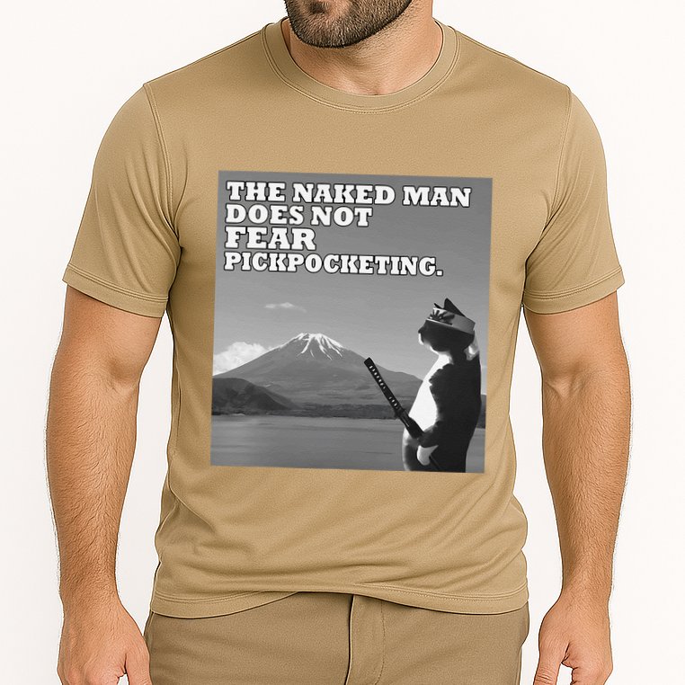 The Naked Man Does Not Fear Pickpocketing Samurai Cat Meme Performance Shirt