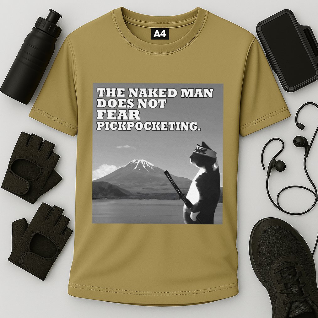 The Naked Man Does Not Fear Pickpocketing Samurai Cat Meme Performance Shirt
