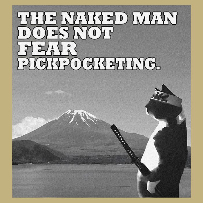 The Naked Man Does Not Fear Pickpocketing Samurai Cat Meme T-Shirt