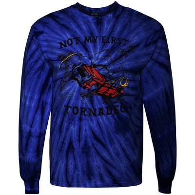 Twisters Not My First Tornadeo Funny Tornado Chaser Cow Raglan Tie-Dye Long Sleeve Shirt