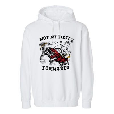 Twisters Not My First Tornadeo Funny Tornado Chaser Cow Raglan Garment-Dyed Fleece Hoodie