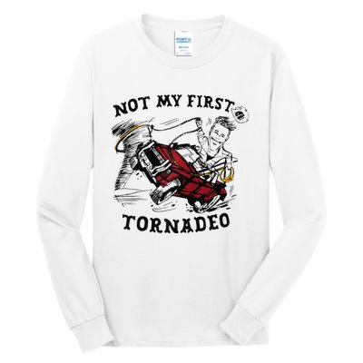 Twisters Not My First Tornadeo Funny Tornado Chaser Cow Raglan Tall Long Sleeve T-Shirt