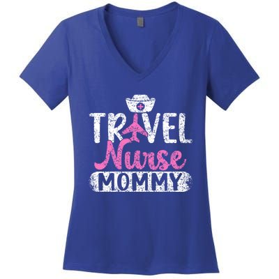 Travel Nurse Mommy Nursing Nurses Traveling Travel Nurse Mom Funny Gift Women's V-Neck T-Shirt