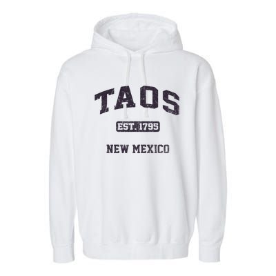 Taos New Mexico NM Vintage State Athletic Style Garment-Dyed Fleece Hoodie