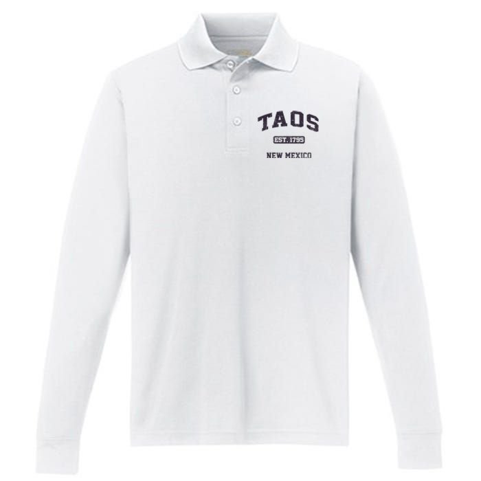 Taos New Mexico NM Vintage State Athletic Style Performance Long Sleeve Polo