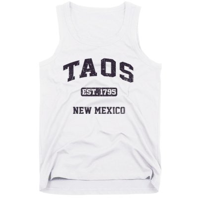 Taos New Mexico NM Vintage State Athletic Style Tank Top