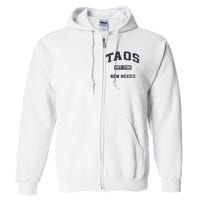 Taos New Mexico NM Vintage State Athletic Style Full Zip Hoodie